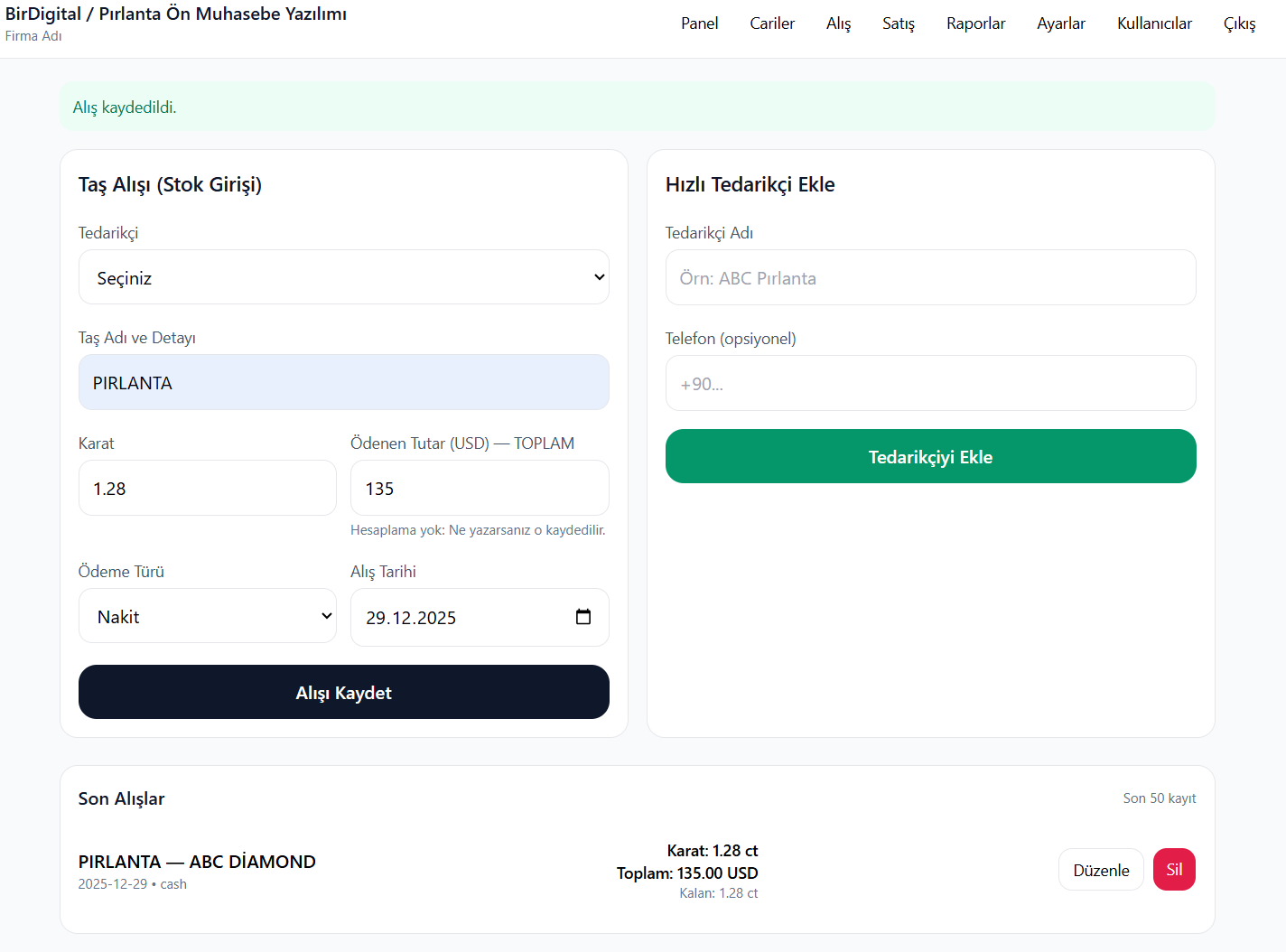Pırlanta Alım-Satım Otomasyonu